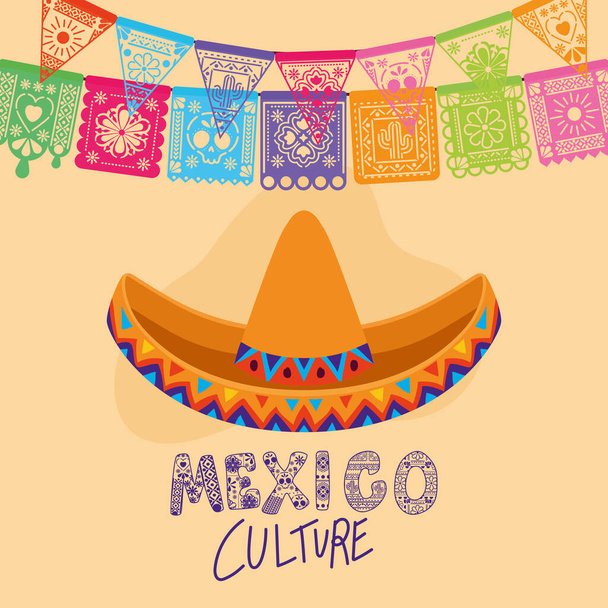 México cultura con sombrero vector diseño - Vector, Imagen