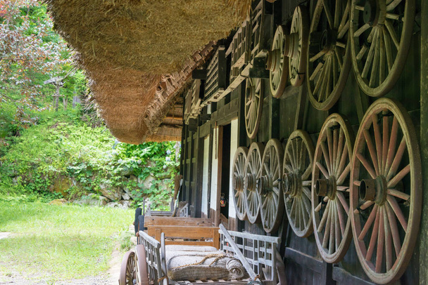 Gifu, Japonsko - Hida Folk Village. slavné open-air muzeum a historické místo v Takayama, Gifu, Japonsko. - Fotografie, Obrázek