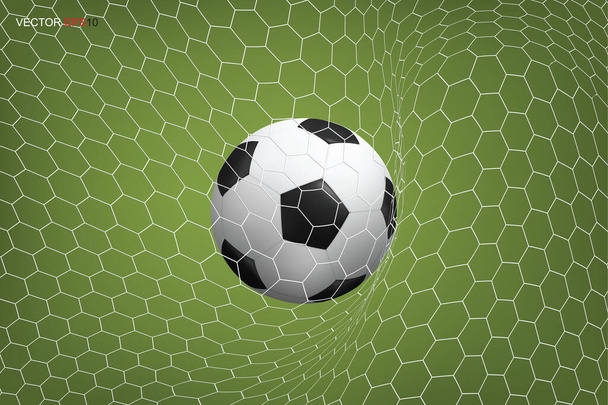 Bola de futebol de futebol em gol e rede branca. Ilustração vetorial. - Vetor, Imagem