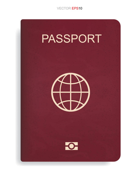 Kırmızı pasaport beyaz arka planda izole edilmiş. Vektör illüstrasyonu. - Vektör, Görsel