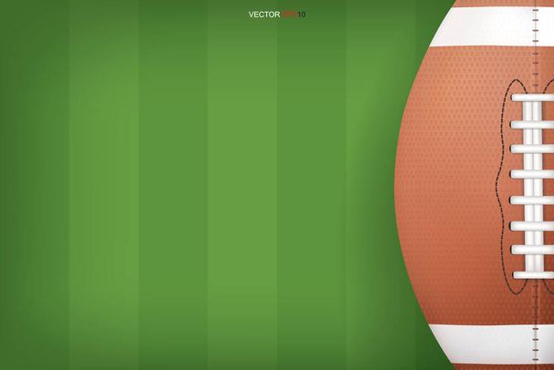 Американский футбольный мяч с зеленым фоном поля. Векторная иллюстрация. - Вектор,изображение