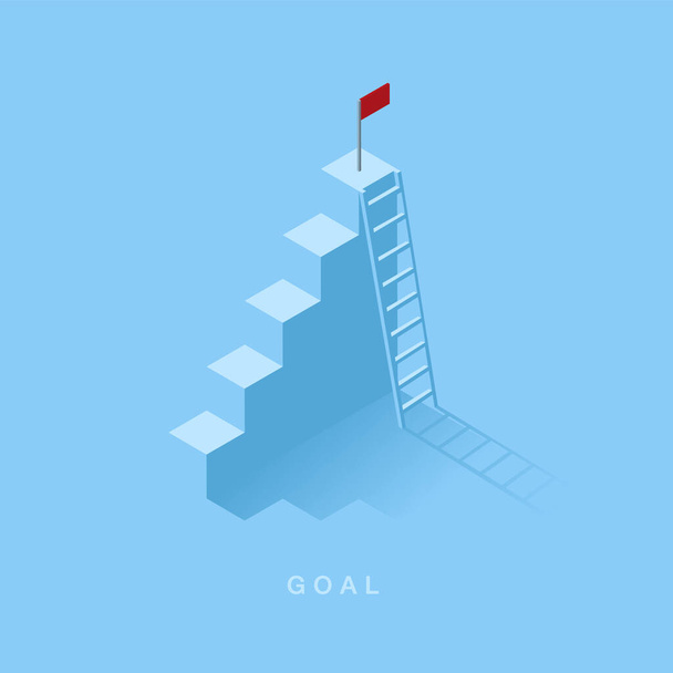 Groei of verhoging ontwerp concept. Stap als trap opgroeien tot doel en ladder eenvoudig. Succes of doel zakelijke motivatie. Infografische elementen vector illustratie - Vector, afbeelding