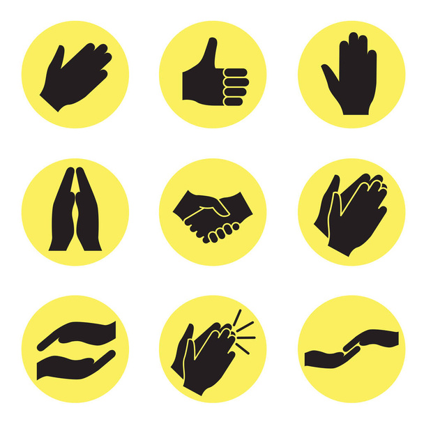 Set of hand icons. Vector flat illustration isolated on the white background. - Vector, Image