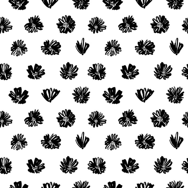 Brush flower vector seamless pattern.  - Vektor, Bild