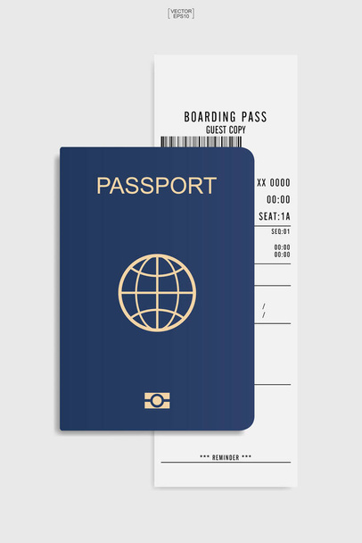 Passeport et billet d'embarquement sur fond blanc. Illustration vectorielle. - Vecteur, image