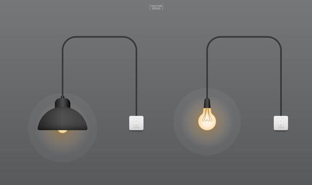 Ampoule ou lampe avec fond sombre. Illustration vectorielle. - Vecteur, image