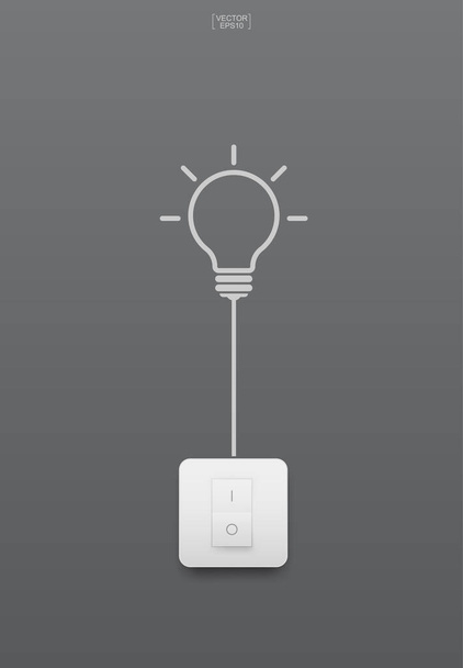 Abstract light bulb symbol and light switch on gray background. Vector illustration. - ベクター画像