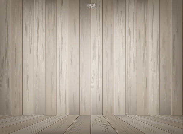 Cuarto de madera espacio fondo con perspectiva piso de madera. Ilustración vectorial. - Vector, Imagen