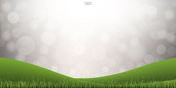 Grüner Grashügel mit leicht verschwommenem Bokeh-Hintergrund. Abstrakter Hintergrund im Freien. Vektorillustration. - Vektor, Bild