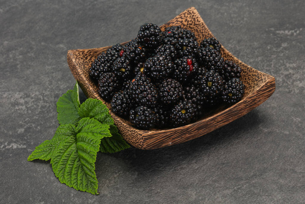 Sladké chutné zralé Blackberry halda s listem - Fotografie, Obrázek