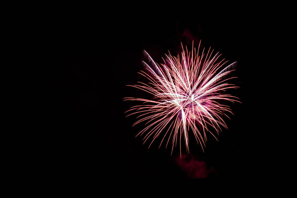 A beautiful shot of colorful fireworks on the night sky - Zdjęcie, obraz