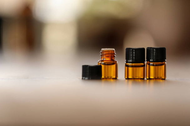 A closeup shot of essential oil vials - Zdjęcie, obraz