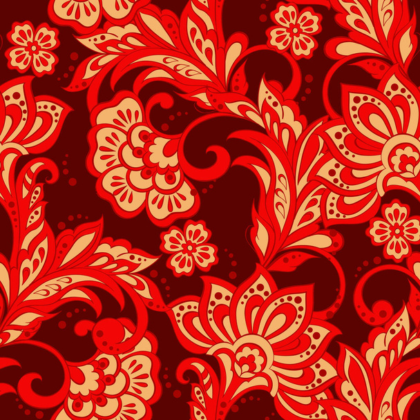 Floral Pattern in Indian Batik Style - Wektor, obraz
