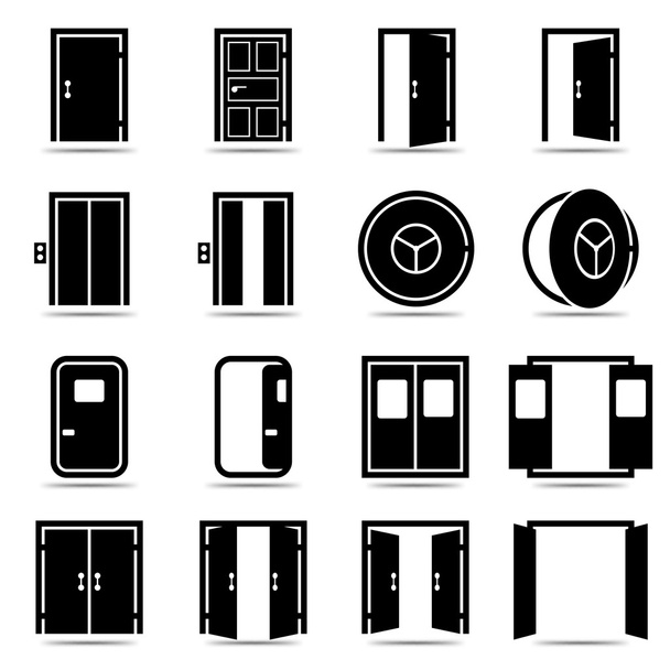 オープンとクローズのドアのアイコンを設定 - ベクター画像