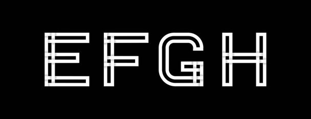 Capital letters E, F, G, H. Created from interwoven white stripes with shadows on a black background. Template for creating logo, emblems, monograms, personal initials, corporate identity. Vector - Vettoriali, immagini