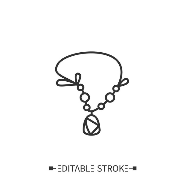 Boho style necklace line icon. Editable - Vector, Image