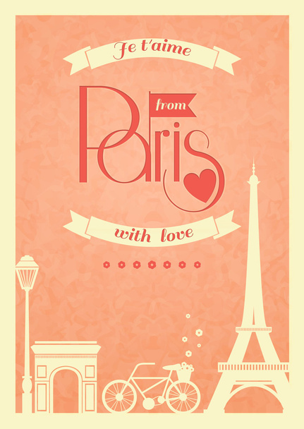 Love Paris vintage retro poster - Vetor, Imagem