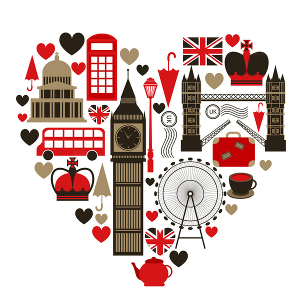 Love London heart symbol - Vector, Image