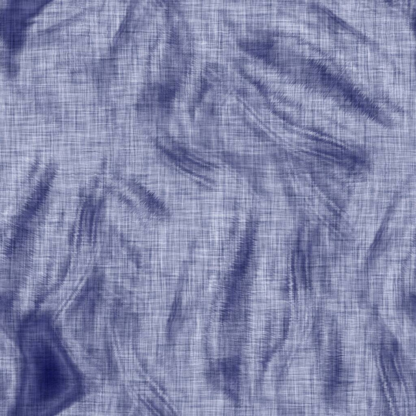 Naadloze indigo gevlekte textuur. Blauw geweven boro katoen geverfd effect achtergrond. Japanse herhaal batik weerstandspatroon. Vervloekt bindmiddel. Aziatische fusie allover kimono textiel. Bedrukte weefsels - Foto, afbeelding