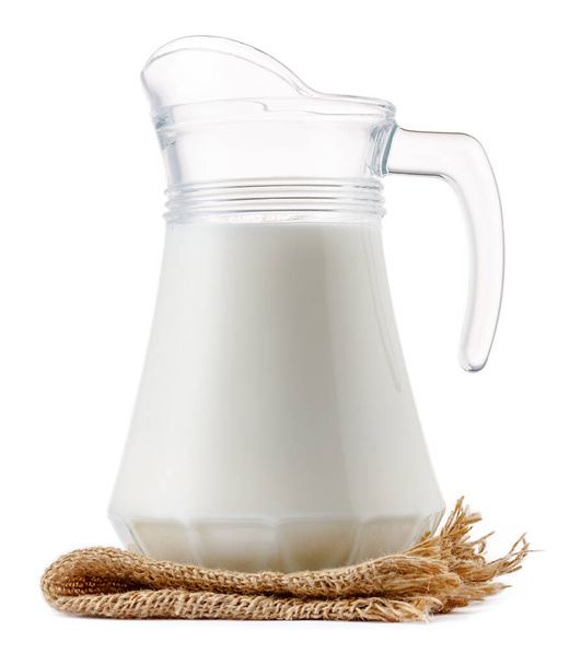 Glass milk jar isolated on white background - Photo, image
