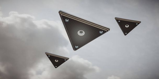 Ufo fliegt in den Himmel 3D-Illustration - Foto, Bild