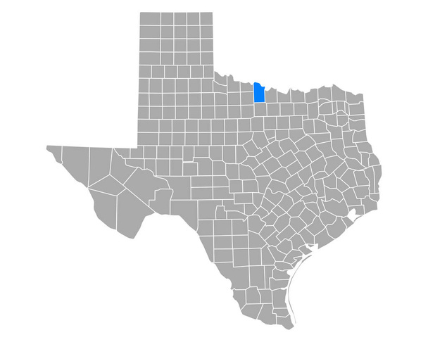 Mapa Claye v Texasu - Vektor, obrázek
