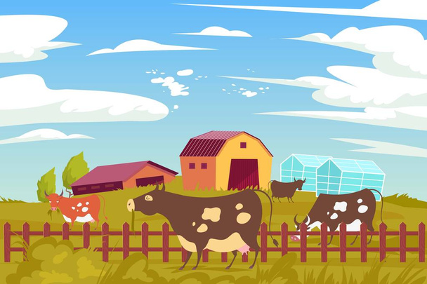 Eco Farming Lehmät Koostumus - Vektori, kuva