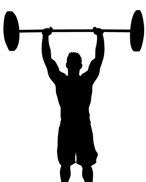 Man Weight Lifter with Weight Above Head - Vector, Image