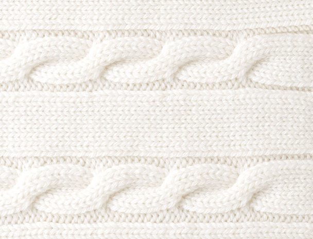 Fundo de lã de malha. Camisola de lã de malha de textura branca - Foto, Imagem