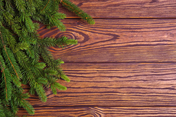 Weihnachten Holz Hintergrund mit Tanne.  - Foto, Bild