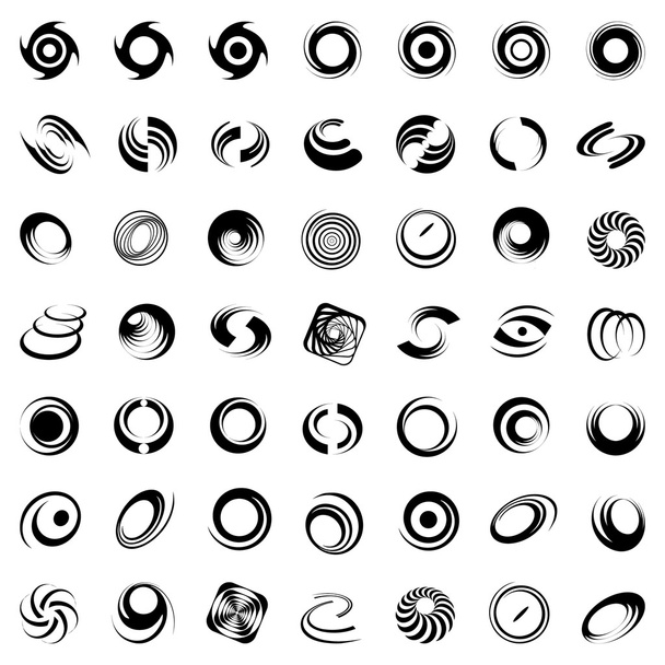 Spiral movement and rotation. 49 design elements. - Vector, Image