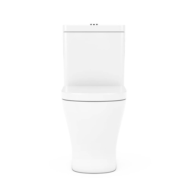 Modern White Ceramic Toilet Bowl on a white background. 3d Rendering - Фото, изображение