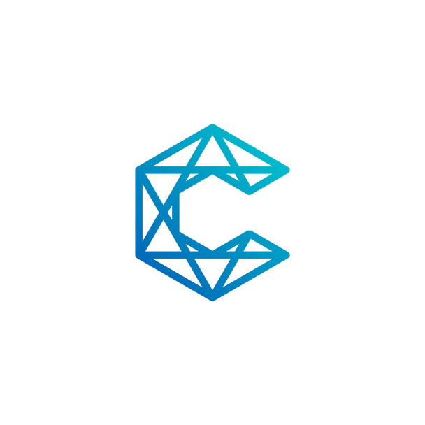 letter c logo of hexagon shape that resembles a diamond - Vector, Image