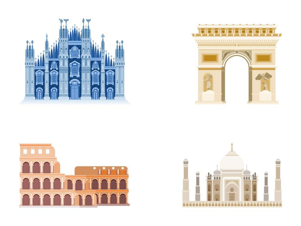 architecture palais bâtiments compilation dans le monde entier. image de style plat - Photo, image