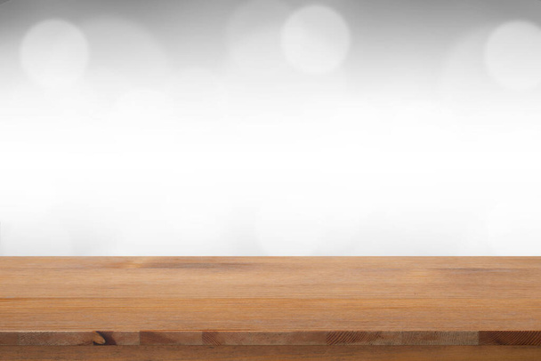 Vacío de escritorio con gris claro borroso gradiente bokeh fondo abstracto. - Foto, imagen