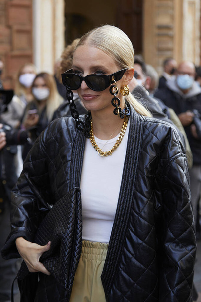 MILAN, ITALY - SEPTEMBER 26, 2020: Leonie Hanne before Philosophy fashion show, Milan Fashion Week street style - Fotó, kép