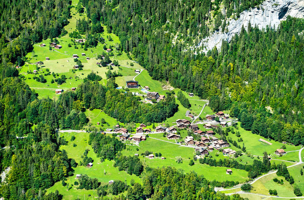 Σπίτια στην κοιλάδα Lauterbrunnen στην Ελβετία - Φωτογραφία, εικόνα