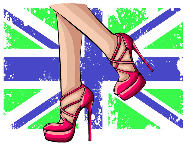 Vector girls in high heels. Fashion illustration. Female legs in shoes. Cute design. - Vector, Image