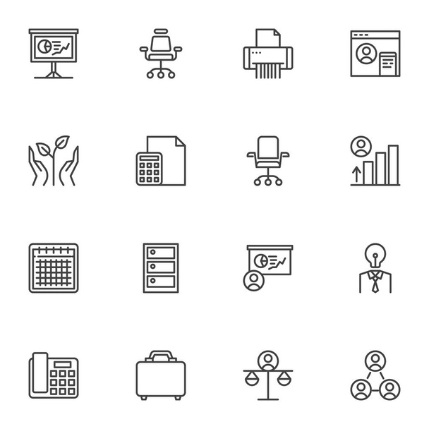 Business success line icons set - Vecteur, image