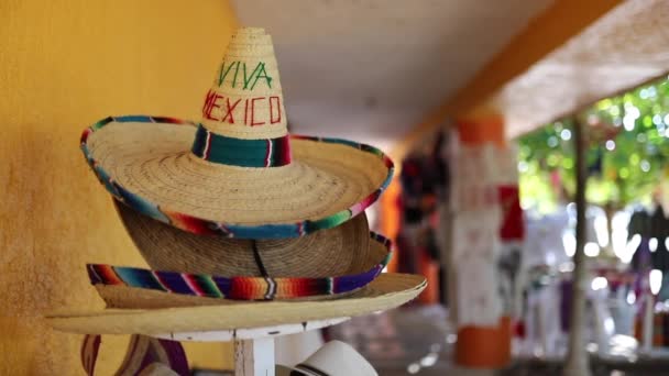 Video Circling around Traditional Mexican Sombrero with the Words Viva Mexico - Кадры, видео
