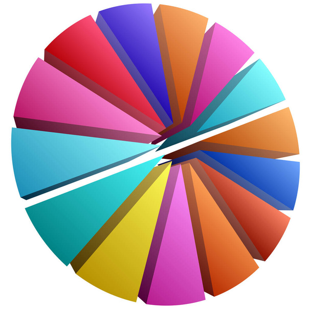 simple pie chart-graph and diagram vector illustration. circle segmented, divided from 2 to 20 section, segment, portion or sector for biz analytics, presentation,infographics or visualization themes - Vektor, obrázek