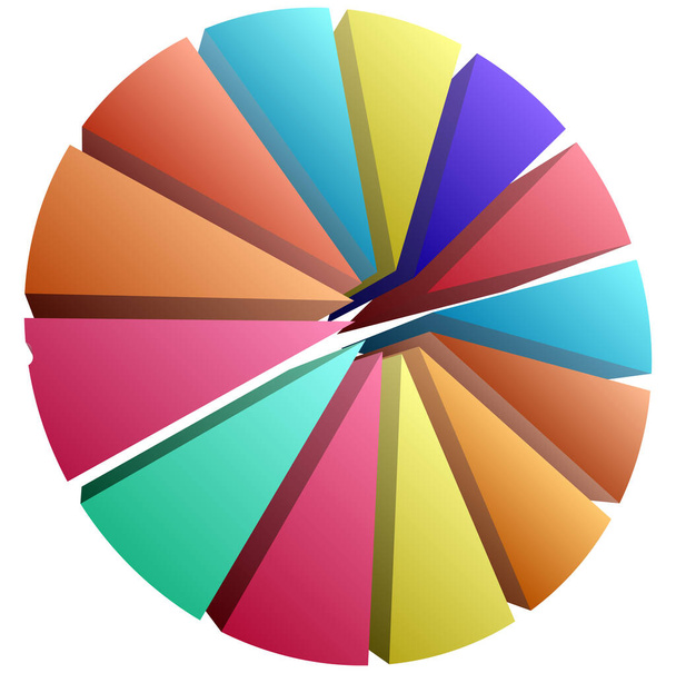 simple pie chart-graph and diagram vector illustration. circle segmented, divided from 2 to 20 section, segment, portion or sector for biz analytics, presentation,infographics or visualization themes - Vetor, Imagem