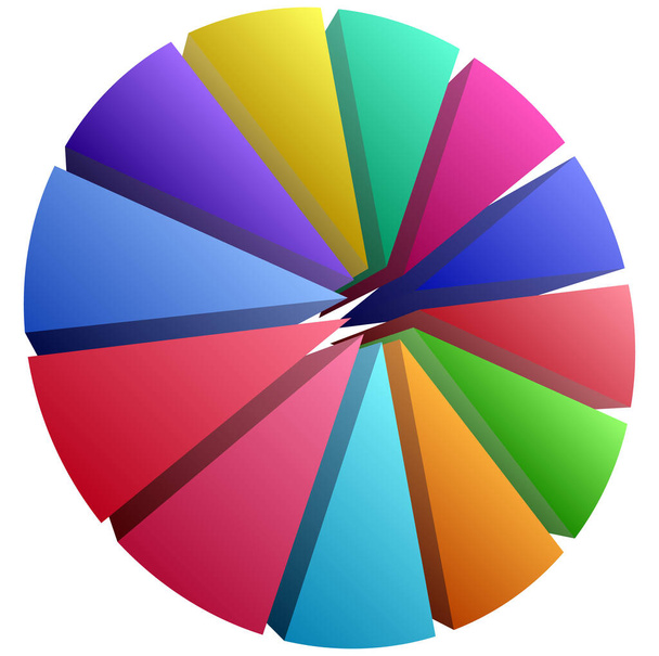 simple pie chart-graph and diagram vector illustration. circle segmented, divided from 2 to 20 section, segment, portion or sector for biz analytics, presentation,infographics or visualization themes - Διάνυσμα, εικόνα