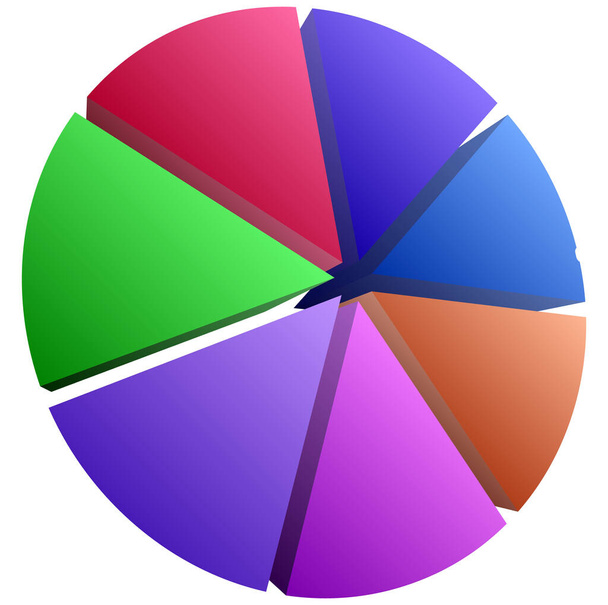 simple pie chart-graph and diagram vector illustration. circle segmented, divided from 2 to 20 section, segment, portion or sector for biz analytics, presentation,infographics or visualization themes - Vecteur, image