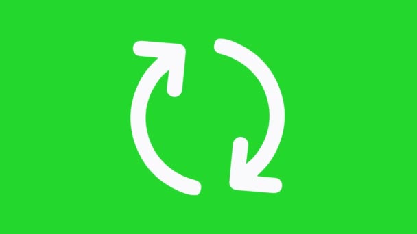Egyszerű Újrahasznosítás ikon animáció. Frissítés gomb zöld képernyős háttérrel - Felvétel, videó