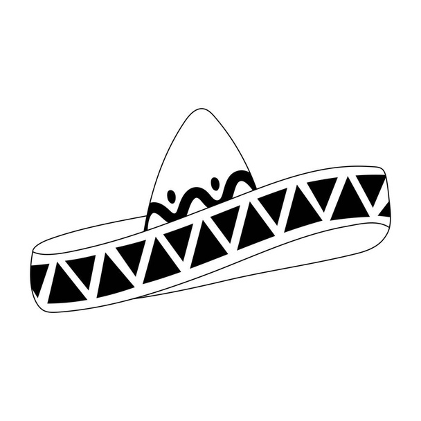 meksikolainen perinteinen hattu eristetty muotoilu kuvake linja tyyli - Vektori, kuva
