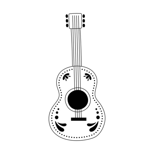 μουσικό όργανο κιθάρας απομονωμένο σχέδιο εικονίδιο γραμμή στυλ - Διάνυσμα, εικόνα