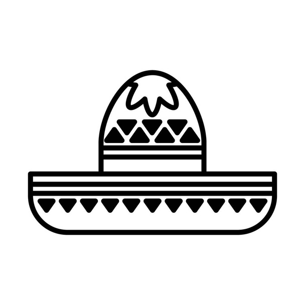 ikoni meksikolainen hattu, rivi tyyli - Vektori, kuva