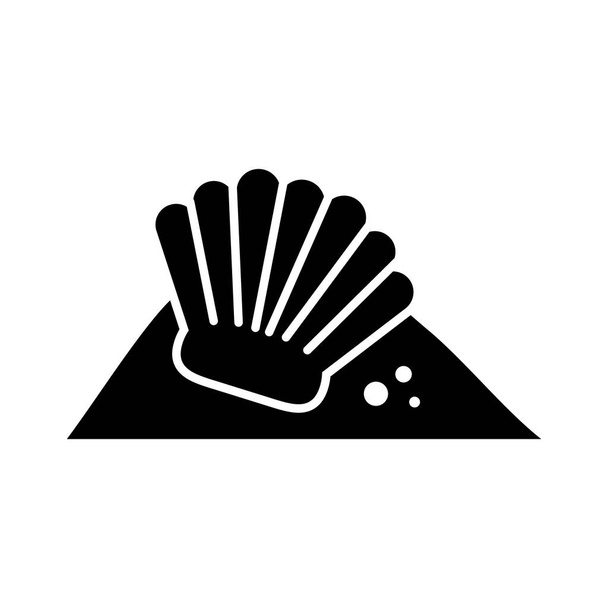 coquille sur l'icône de sable, style silhouette - Vecteur, image