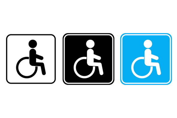 Ikona niepełnosprawności. Symbol dostępności wózka inwalidzkiego. Znak parkingowy dla osoby niepełnosprawnej. Miejsce dla osoby niepełnosprawnej. Ilustracja wektora. Zdjęcie z magazynu. - Wektor, obraz